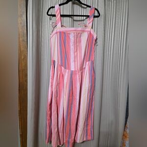 Free People Pink and Cream Striped Dress
